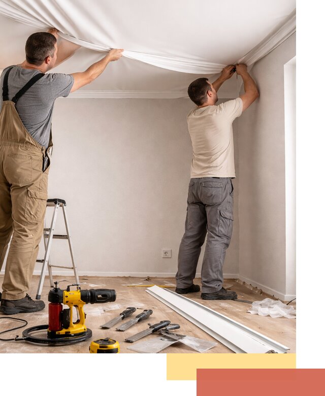 Монтаж ПВХ натяжного потолка в Нефтеюганске качественно и быстро