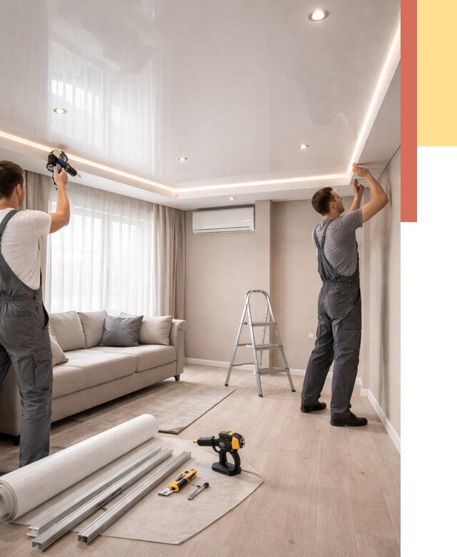 Монтаж глянцевого натяжного потолка в Нефтеюганске от 763 руб. под ключ | ОТДЕЛОЧНИК-Нфт