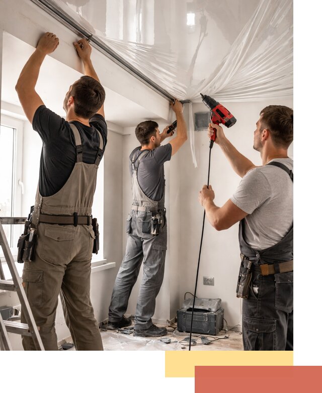 Монтаж глянцевого натяжного потолка в Нефтеюганске быстро и качественно