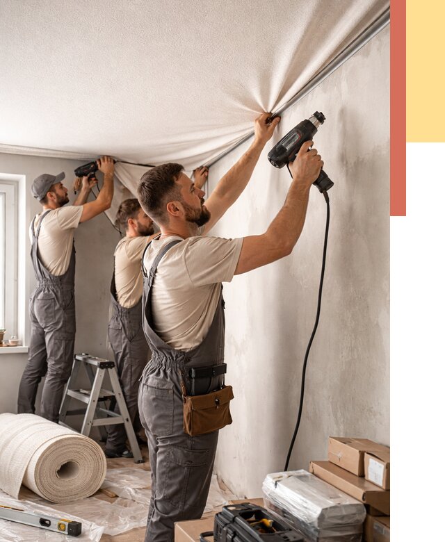 Монтаж фактурного натяжного потолка в Нефтеюганске от 763 руб. — ОТДЕЛОЧНИК-Нфт