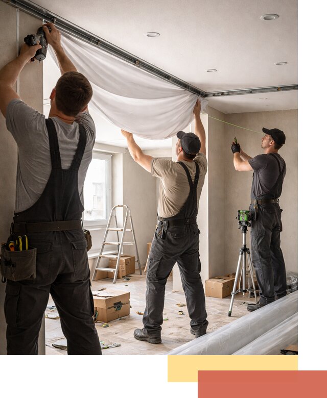 Монтаж парящего натяжного потолка под ключ в Нефтеюганске