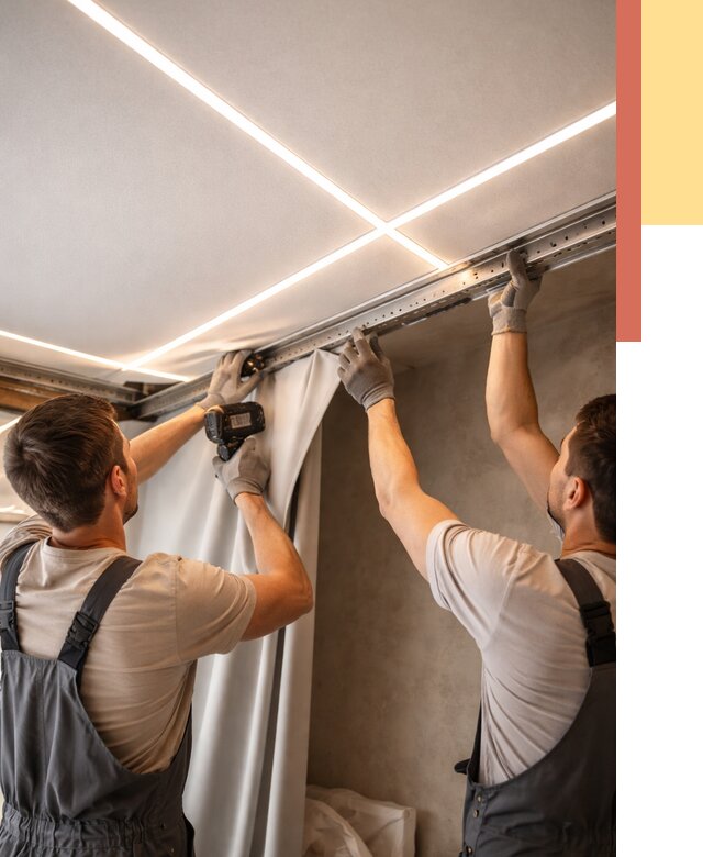 Монтаж натяжного потолка со световыми линиями в Нефтеюганске от 1220 руб. | ОТДЕЛОЧНИК-Нфт