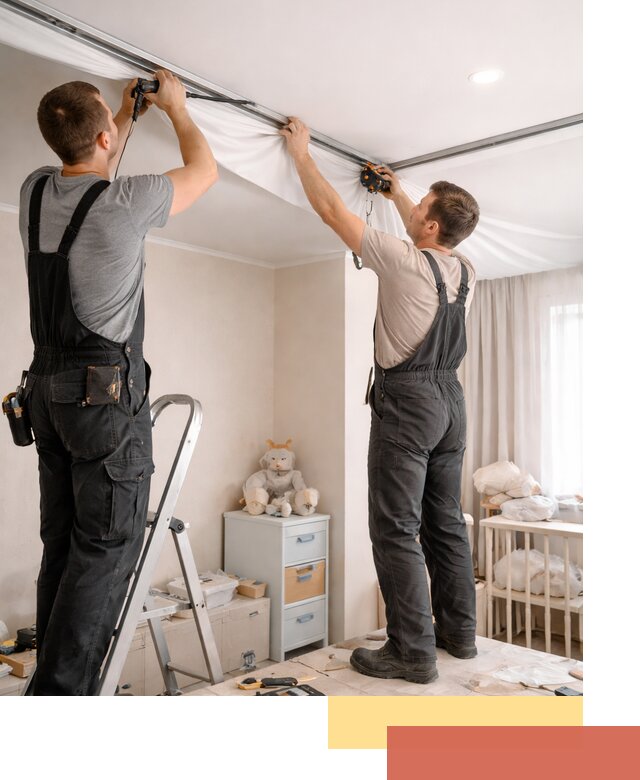 Монтаж натяжного потолка в детской комнате в Нефтеюганске