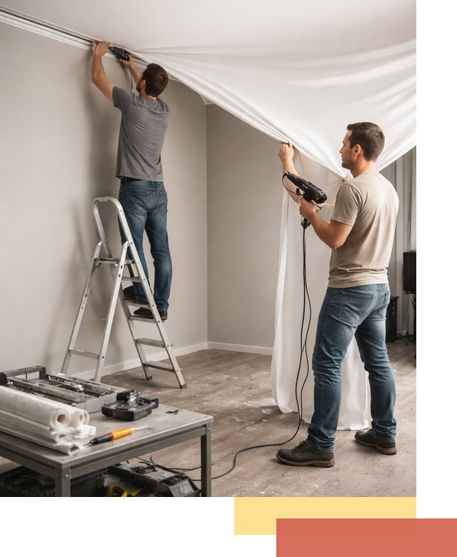 Монтаж натяжного потолка в студии в Нефтеюганске