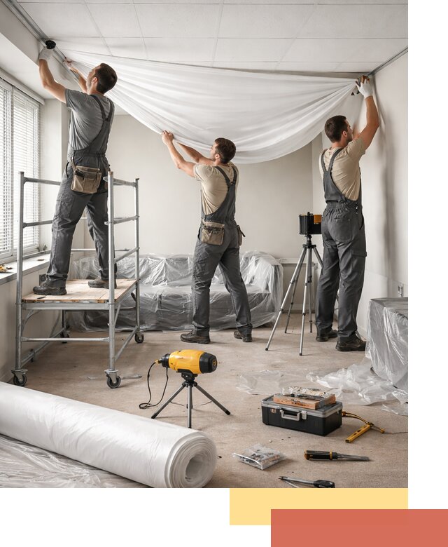 Монтаж натяжного потолка в офисе в Нефтеюганске