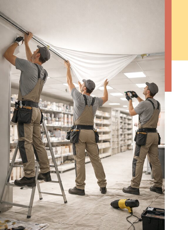 Монтаж натяжного потолка в магазине в Нефтеюганске от 4576 руб. быстро и недорого | ОТДЕЛОЧНИК-Нфт