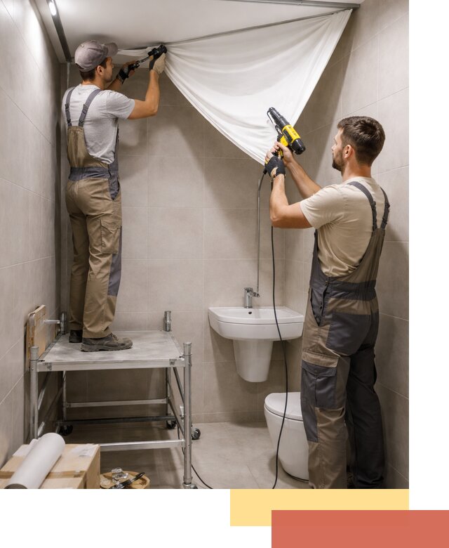 Монтаж натяжного потолка в санузле в Нефтеюганске