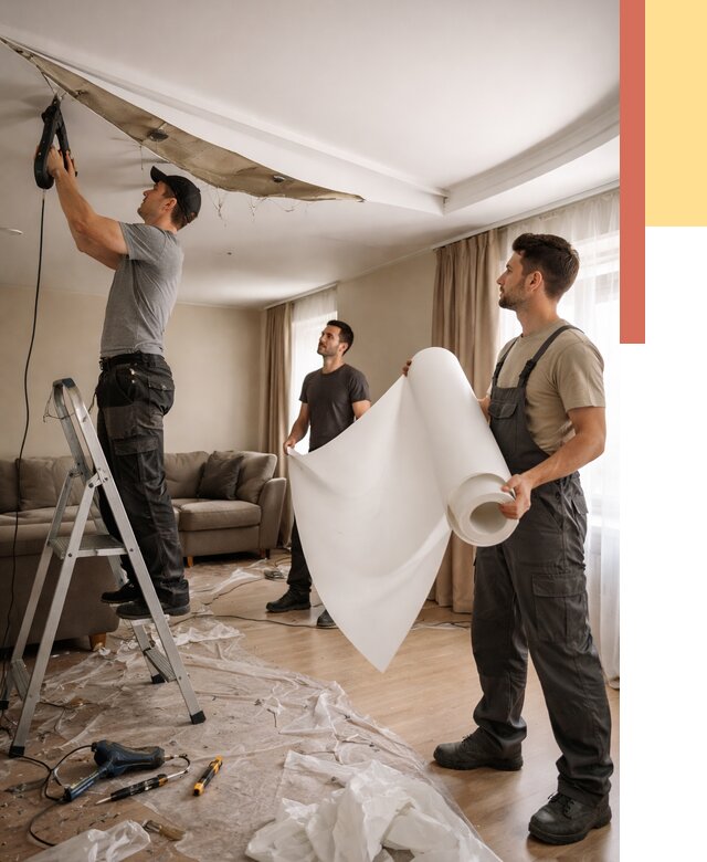 Замена полотна натяжного потолка в Нефтеюганске от 9660 руб. быстро и недорого | ОТДЕЛОЧНИК-Нфт