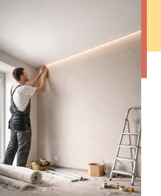 Теневые натяжные потолки в Нефтеюганске от 8338 руб. под ключ | ОТДЕЛОЧНИК-Нфт