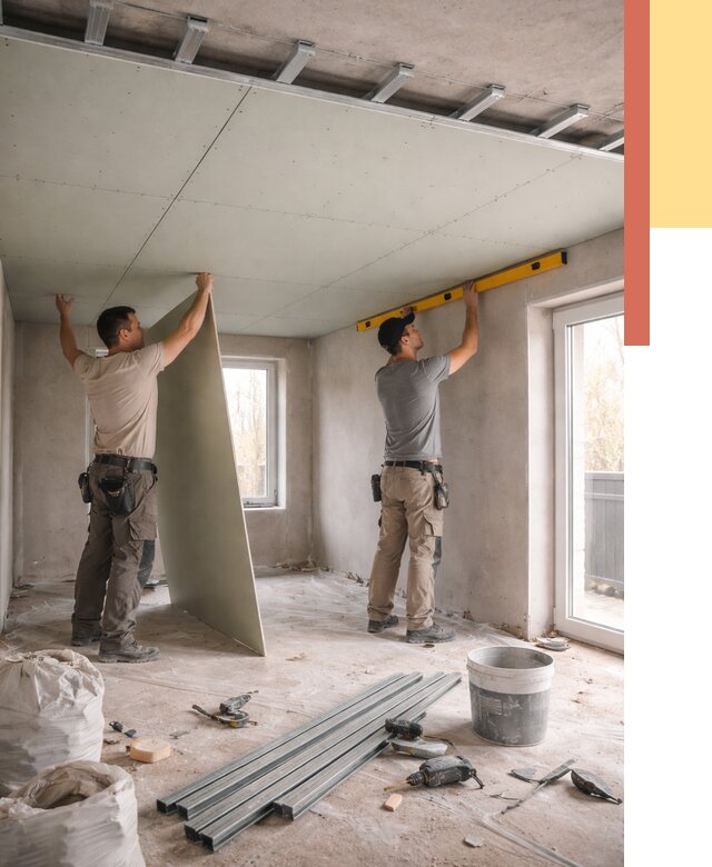 Одноуровневый потолок из гипсокартона в Нефтеюганске от 763 руб. — монтаж под ключ | ОТДЕЛОЧНИК-Нфт