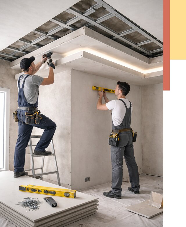 Двухуровневый потолок из гипсокартона в Нефтеюганске от 1474 руб. под ключ | ОТДЕЛОЧНИК-Нфт