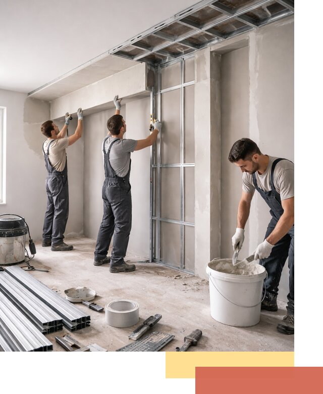 Монтаж потолка из гипсокартона с нишей в Нефтеюганске