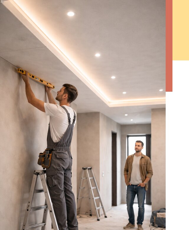 Потолок из гипсокартона с подсветкой в Нефтеюганске от 763 руб./м2 под ключ | ОТДЕЛОЧНИК-Нфт