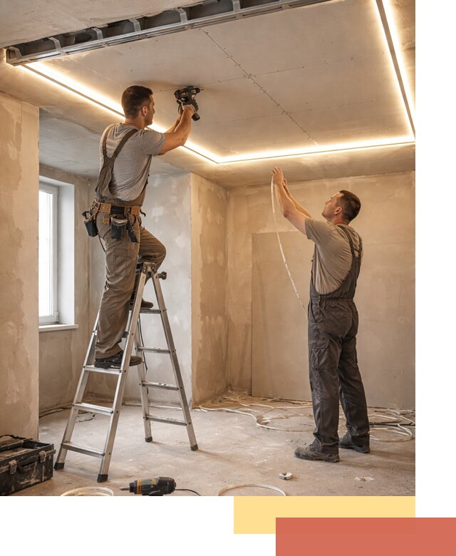 Потолок из гипсокартона с подсветкой в Нефтеюганске