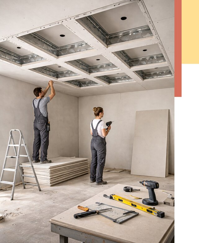 Кессонный потолок из гипсокартона в Нефтеюганске от 1881 руб. — монтаж и под ключ | ОТДЕЛОЧНИК-Нфт