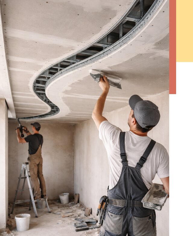 Криволинейный потолок из гипсокартона в Нефтеюганске от 2135 руб./м2 | ОТДЕЛОЧНИК-Нфт